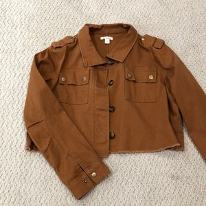 Miami brand cropped brown jean jacket!